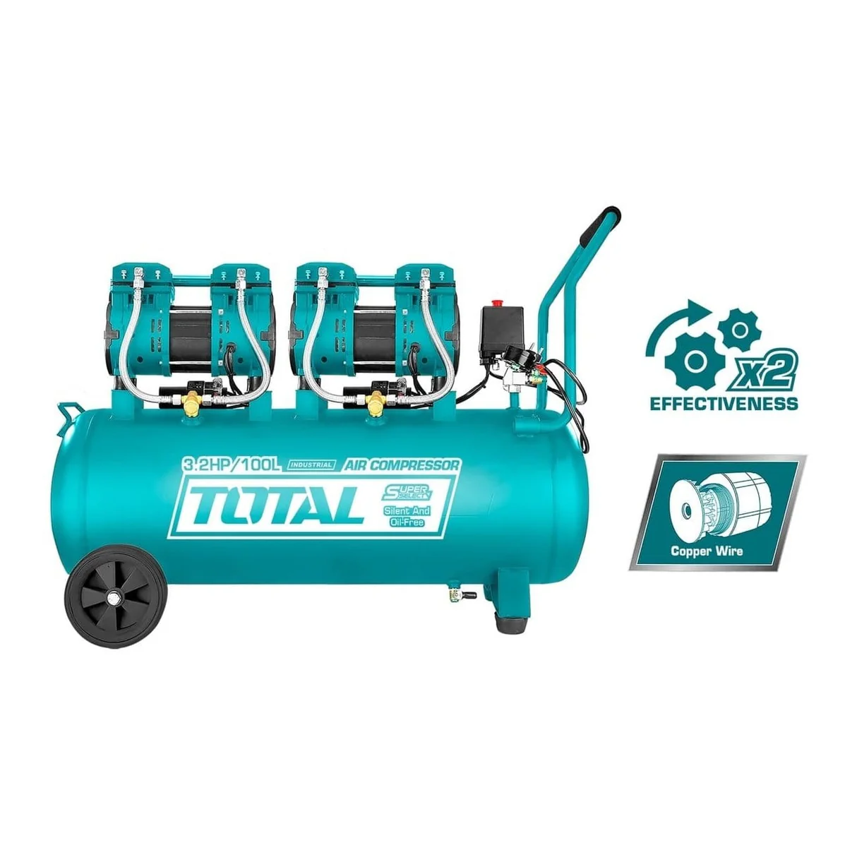 total-total-100l-air-compressor-2x1200w-3-2hp-tcs2241008-compressor-air-tool-accessories-30333504716934 Total Air compressor 100L 2×1200W (3.2HP) - Image 1