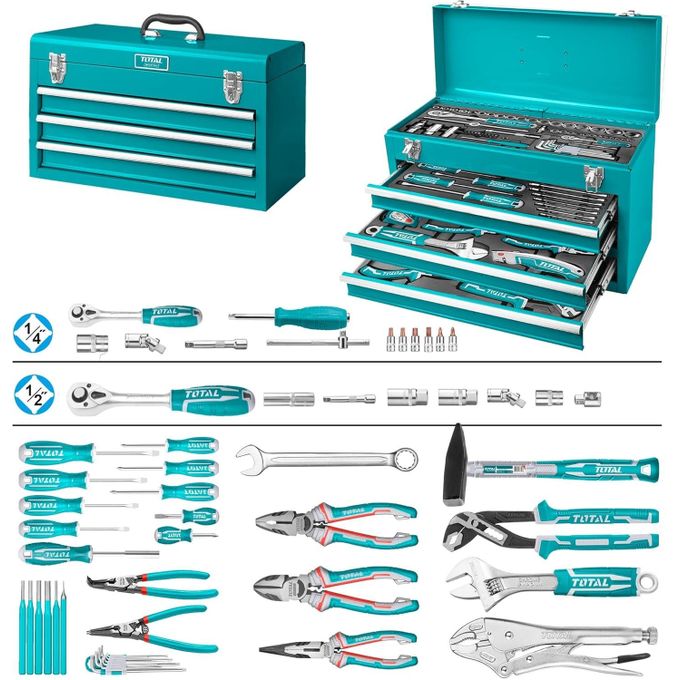1 (8) Total 132 Pcs tools chest set - Image 1