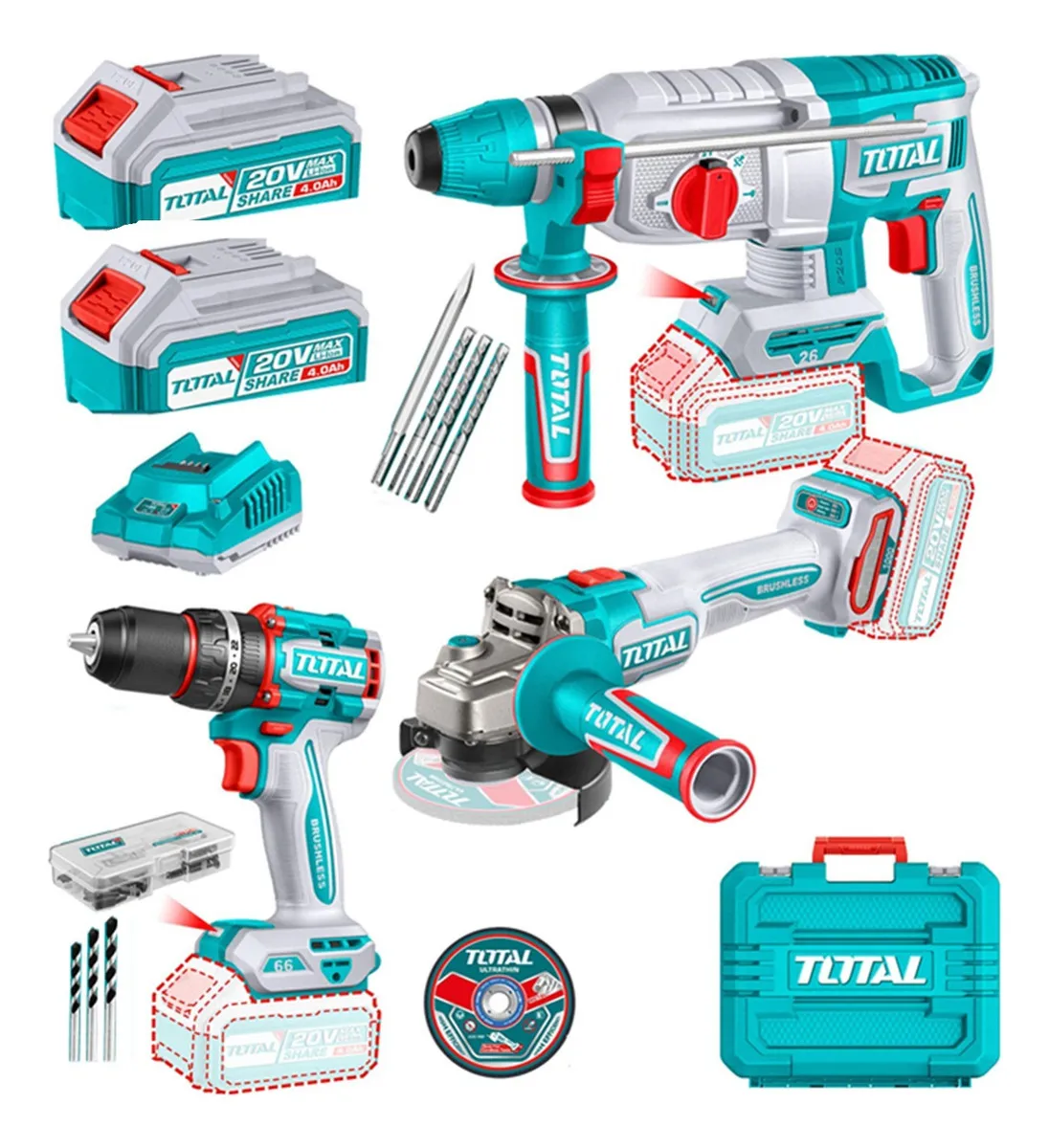 D_NQ_NP_2X_624650-MLA99922797735_112025-F Total Cordless 3 pcs combo kit 20v - Image 1
