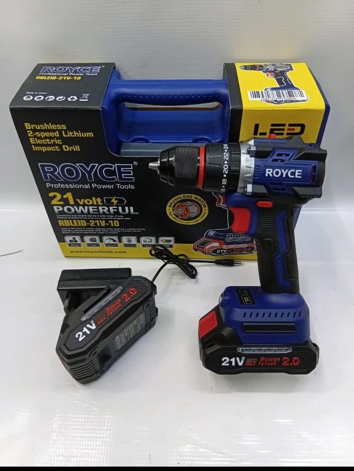 c07c4c8d-1247-4210-b8c4-f5a4d69dd763 Royce RBLED-21V-10 cordless brushless impact drill kit - Image 1