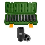 Jadever JDMS2D02 10 Pcs 1/2" deep impact socket set