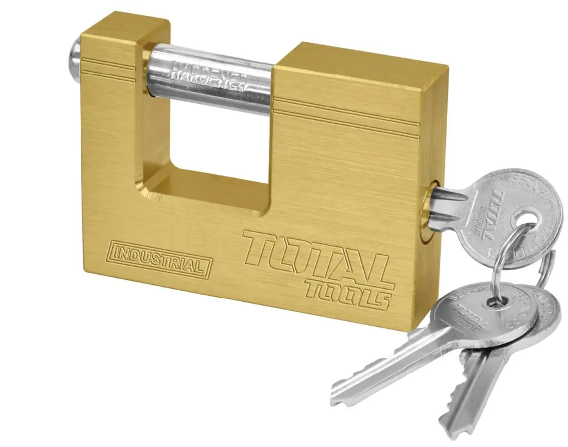 TLK329032 Total Heavy duty brass block padlock Size:90mm - Image 1