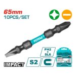 Total TACIM16HL133 impact Screwdriver bit PH2+SL6.0*1.0 65mm 10pcs/set - Image 3