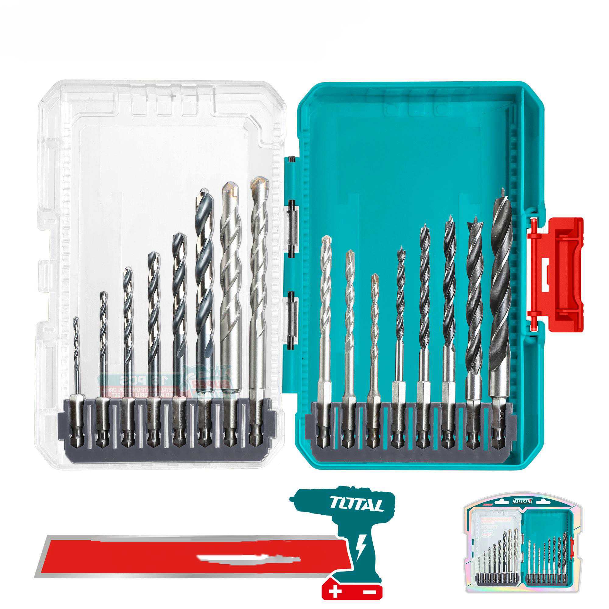 TACSDL11606 Total TACSDL11606 16 Pcs metal, multifunction drill, and wood drill bits set - Image 1