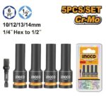 Ingco HKISSD12052L 5 Pcs 1/2"DR. Deep impact socket set - Image 3