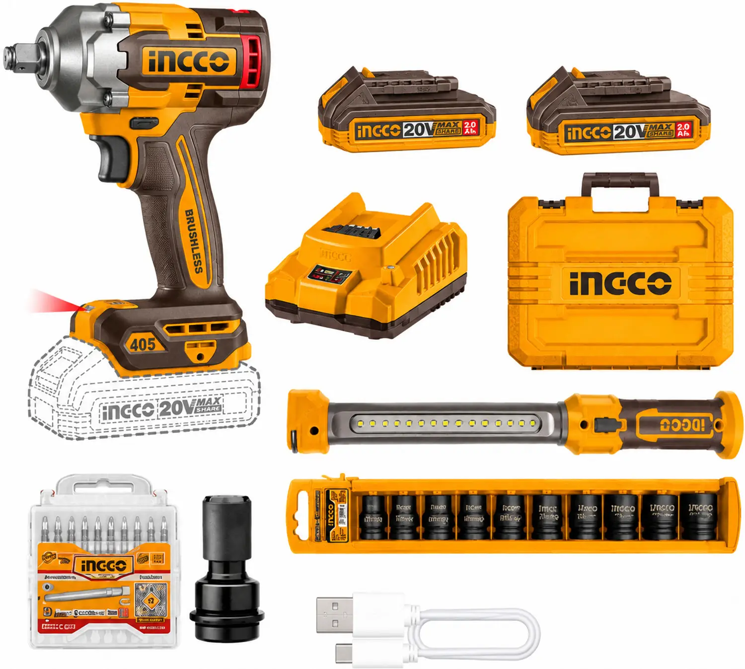 2400-cosli23056-ingco-original-imahqczgwyfkfnw5 Ingco COSLI23056 Cordless 2 pcs combo kit 405Nm - Image 1