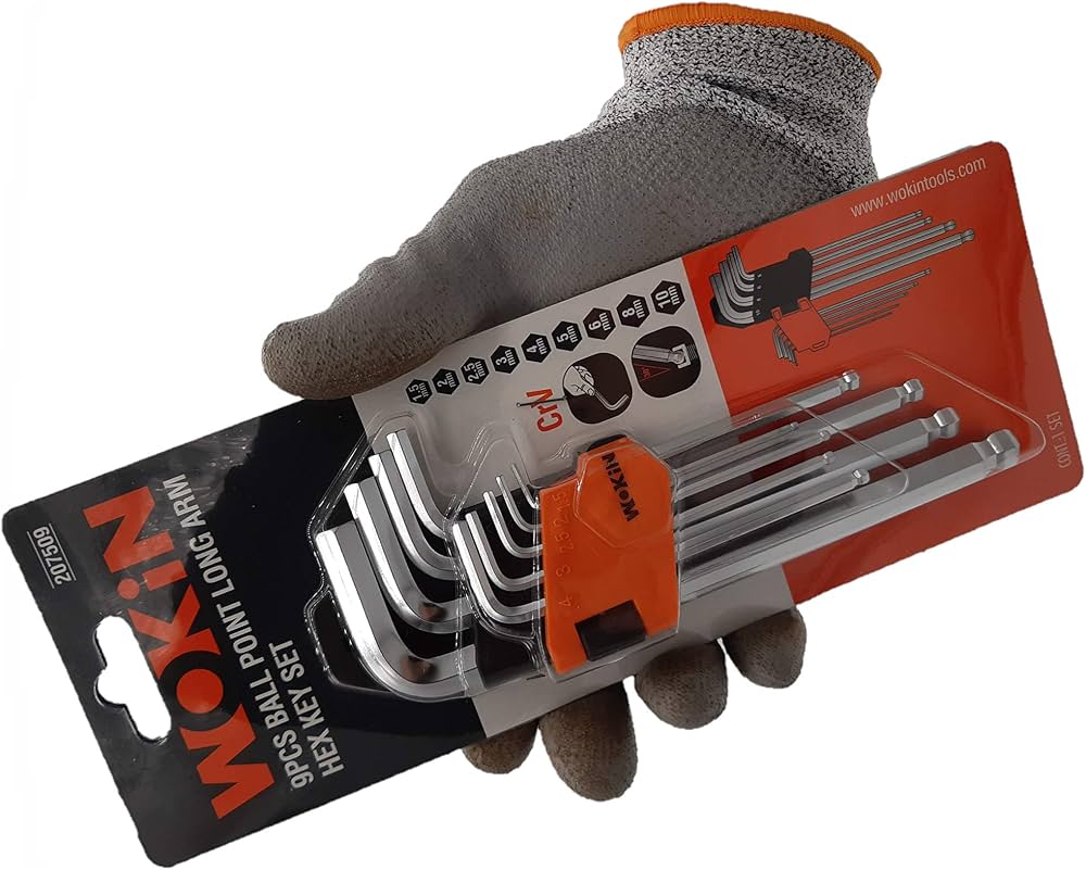 81fyR3e53JL._AC_UF1000,1000_QL80_ Wokin 9-piece long-arm metric ball-point Allen (hex) key set - Image 1