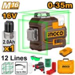 Ingco HLL301201 Cordless 3D-laser level 16V 0~35m - Image 2