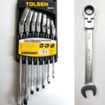 Tolsen 15259 7-Piece Flexible Head Combination Gear Ratchet Spanner Set