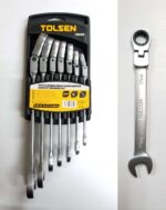 Tolsen 15259 7-Piece Flexible Head Combination Gear Ratchet Spanner Set