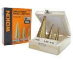 Wokin 3-Piece HSS Step Drill Bit Set (HSS-4241 / Titanium Coated).