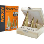 Wokin 3-Piece HSS Step Drill Bit Set (HSS-4241 / Titanium Coated).